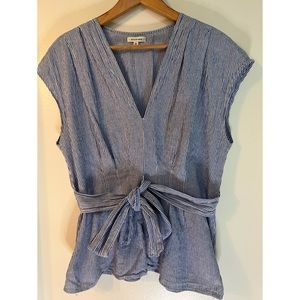 Max Studio striped wrap shirt